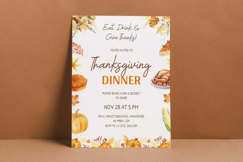 Thanksgiving Dinner Invitation Flyer Template