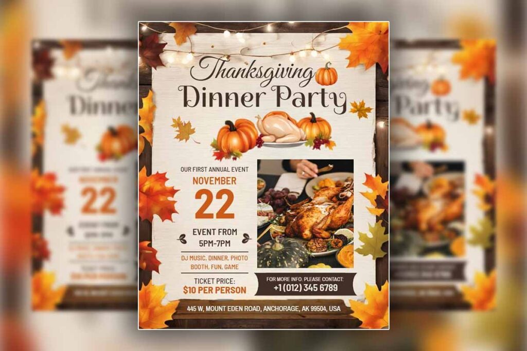 Thanksgiving Dinner Party Event Flyer Template