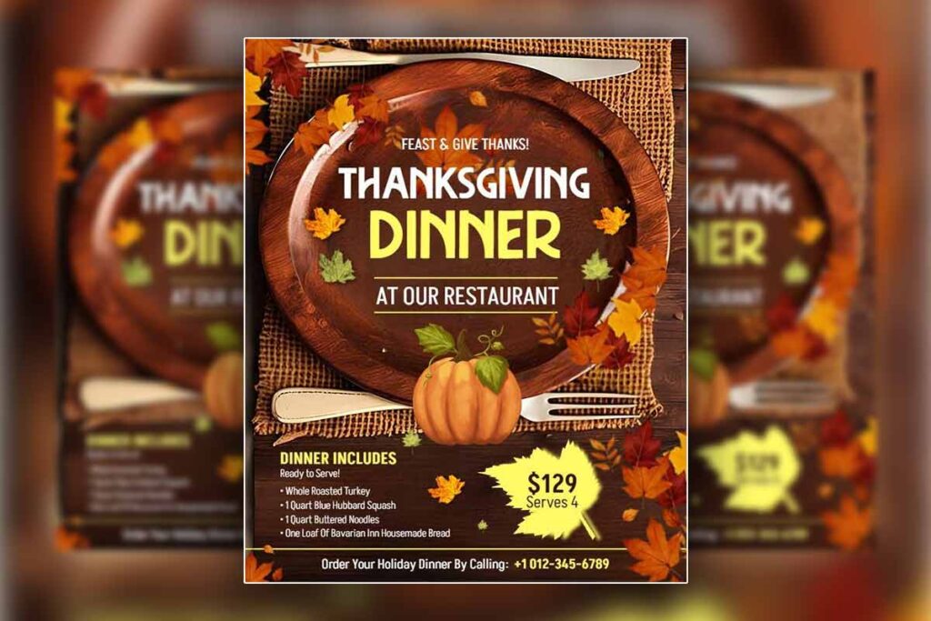 Thanksgiving Dinner Restaurant Promotion Flyer Template