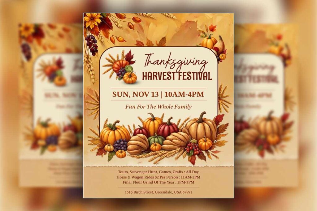 Thanksgiving Harvest Festival Family Flyer Template