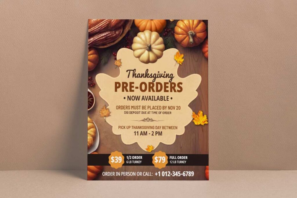 Thanksgiving Turkey Pre-Order Promotion Flyer Template