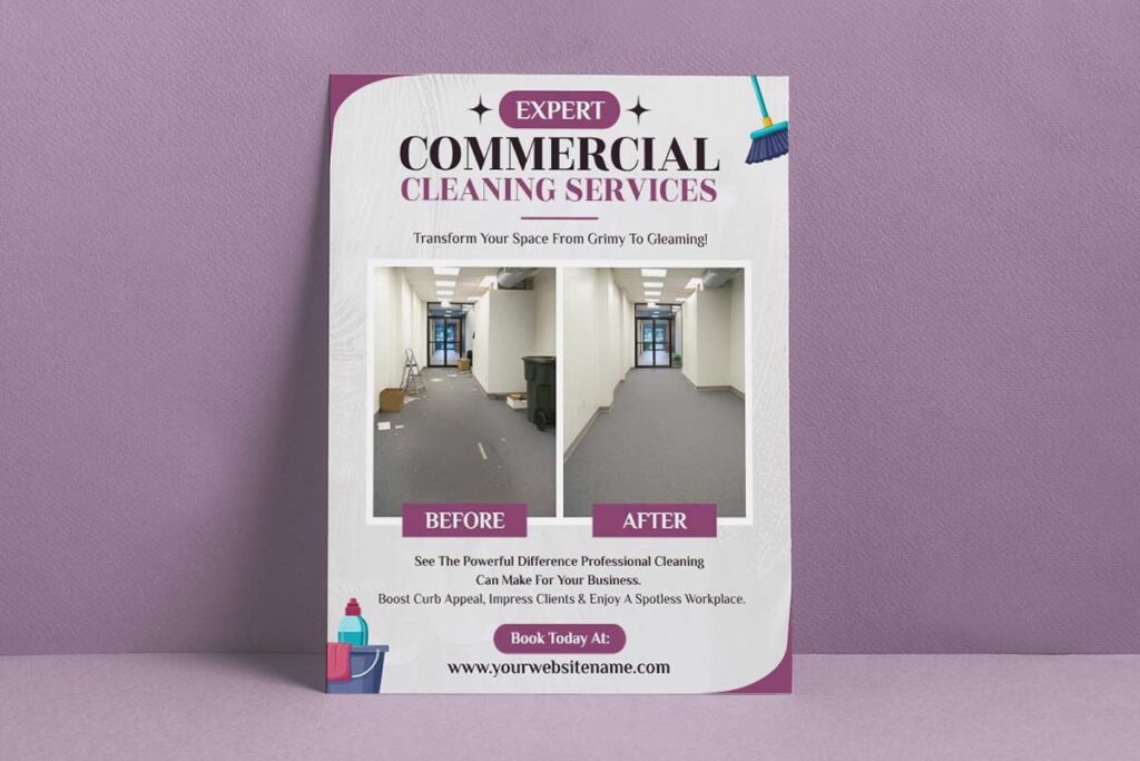 The Before And After Expert Commercial Cleaning Services Flyer Template

