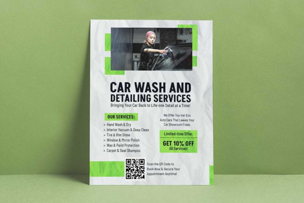 Car Wash and Detailing Services Promotional Flyer Template