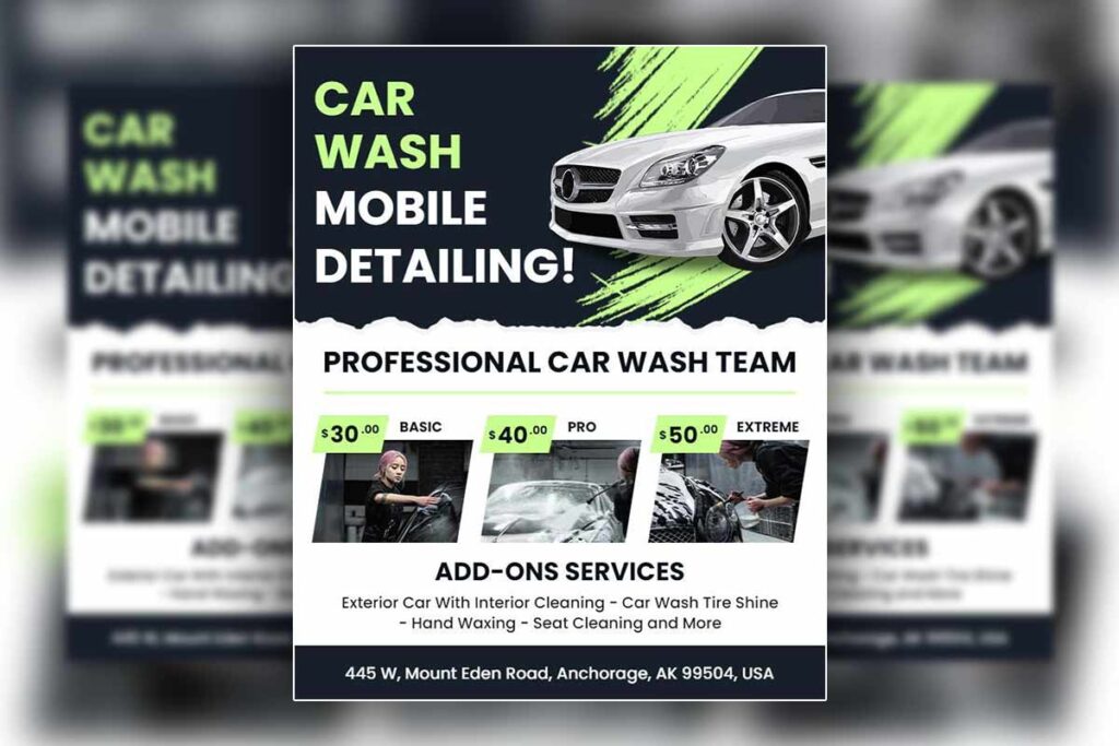 Car Wash Mobile Detailing Service Flyer Template