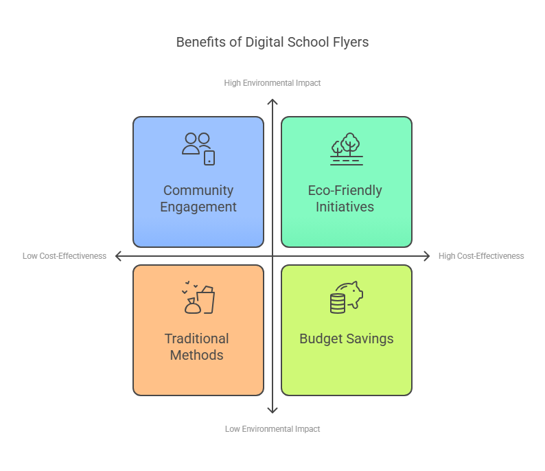 The impact of digital school flyers in improving communication, engagement, and eco-friendly information sharing.