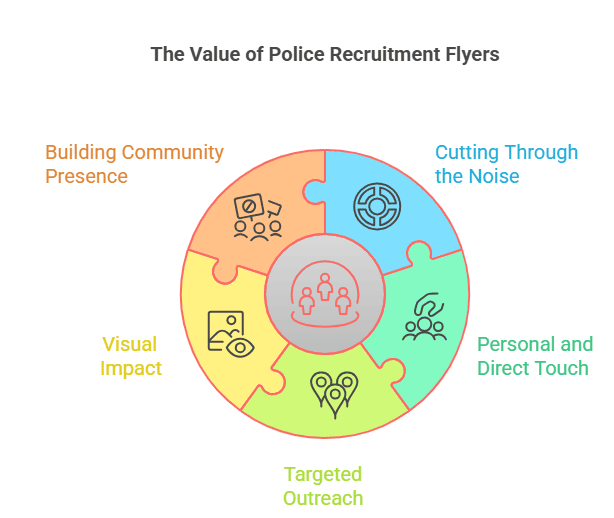 Infographic representation of the role of police recruitment flyers.