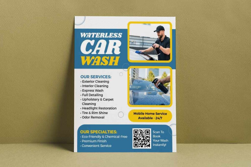 Waterless Car Wash Service Flyer Template