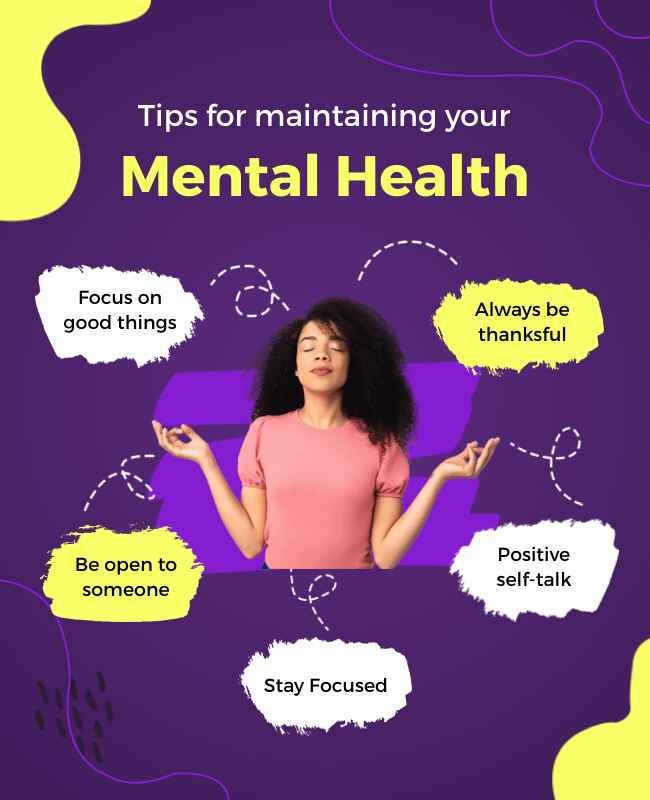 Tips-focused mental health flyer template designed to provide practical advice