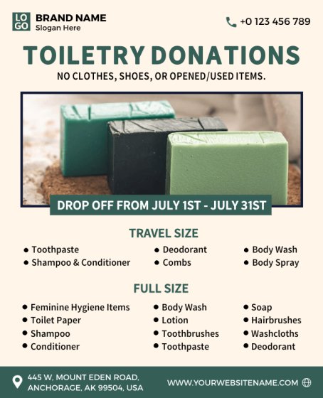 Light Green Toiletry Donation Flyer Template