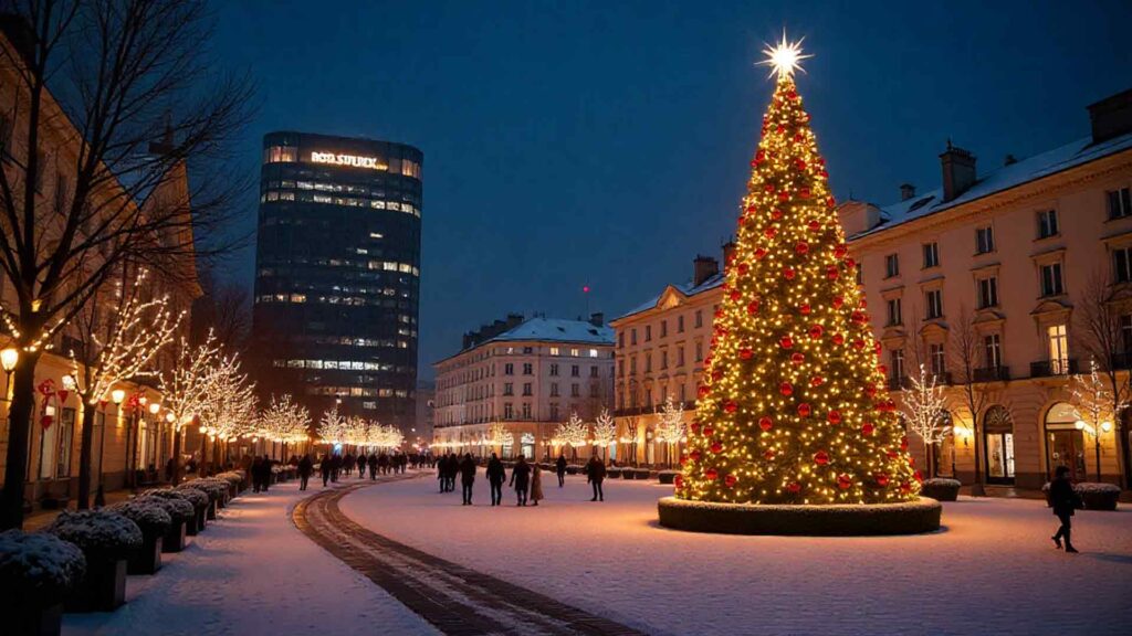 Tourist Perspective Angle Christmas Tree Wallpaper