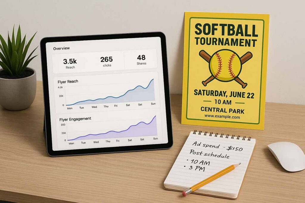 Digital softball tournament flyer dashboard