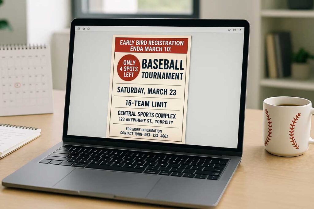 Tournament registration urgency examples with countdown timers and capacity messaging