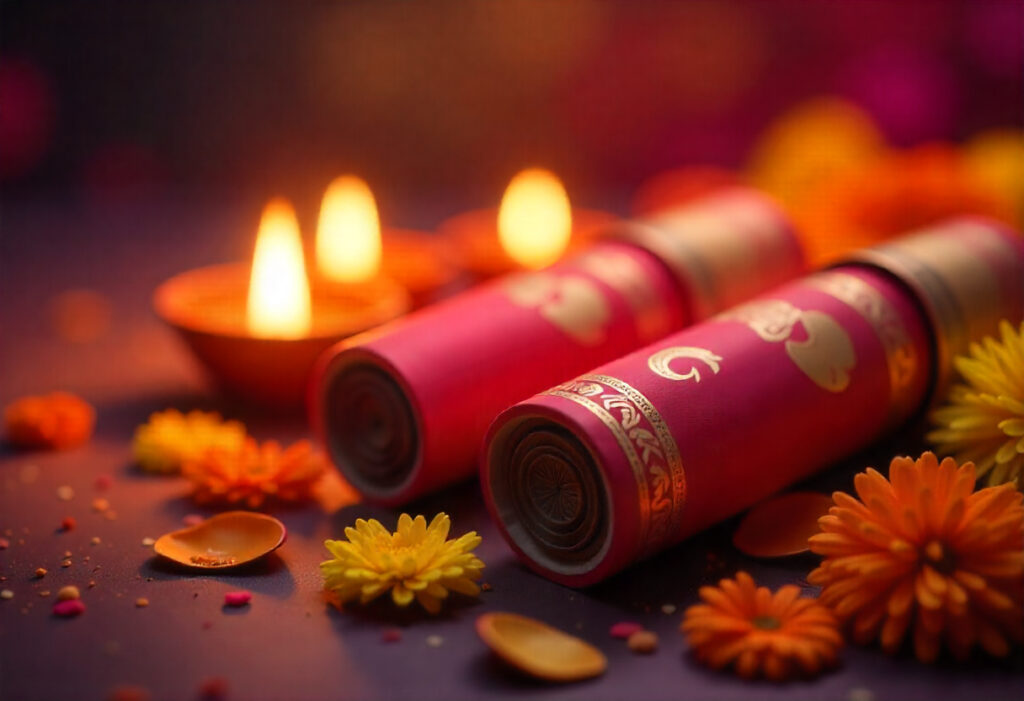 Traditional Crackers With Diyas
