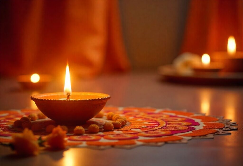 Traditional Diwali Celebration Scene