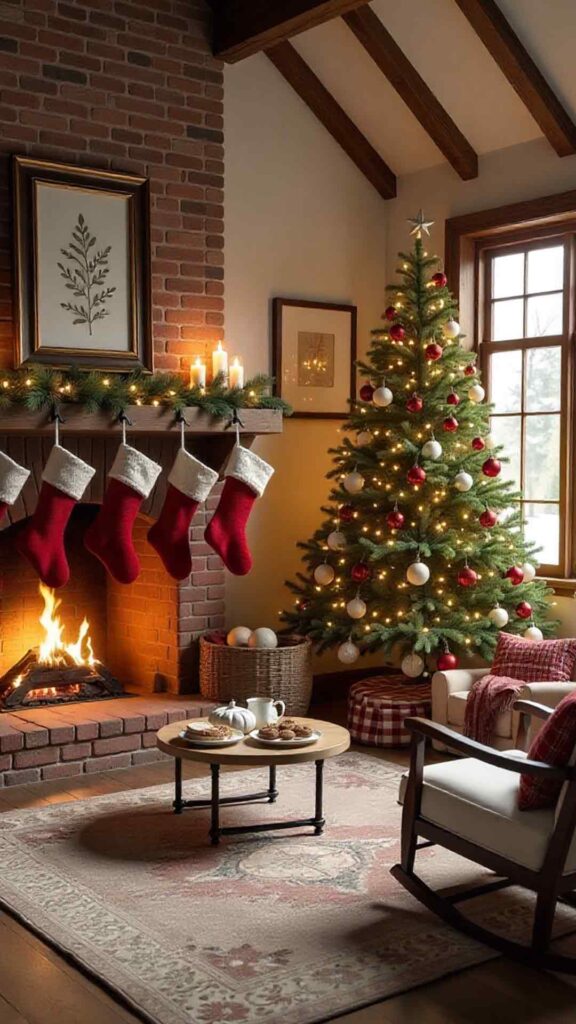 Traditional Farmhouse Christmas Setting Background