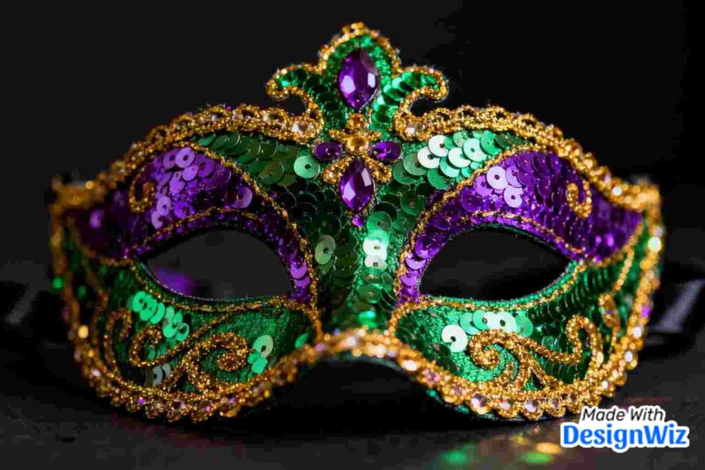 traditional mardi gras image with sequined mask