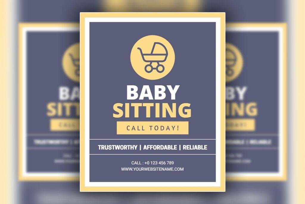 Trustworthy Baby Sitting Service Flyer Template
