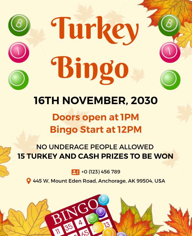 Turkey Bingo Event Flyer Template