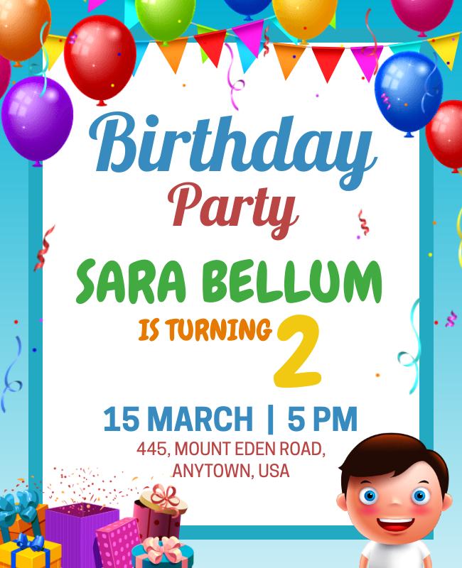 Use bold colors and fun fonts to create an engaging birthday party flyer