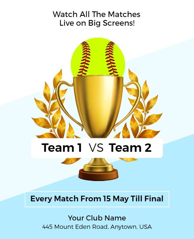 Twilight Blue and French Pass Softball Tryout Championship Flyer