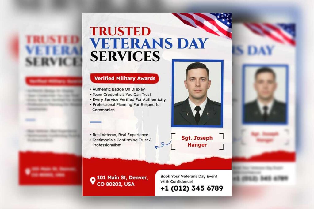 Veterans Day Celebration Services Flyer Template