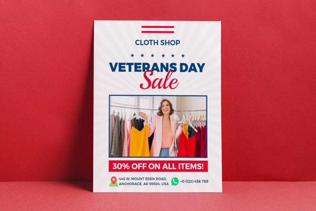 Veterans Day Clothing Sale Promotion Flyer Template