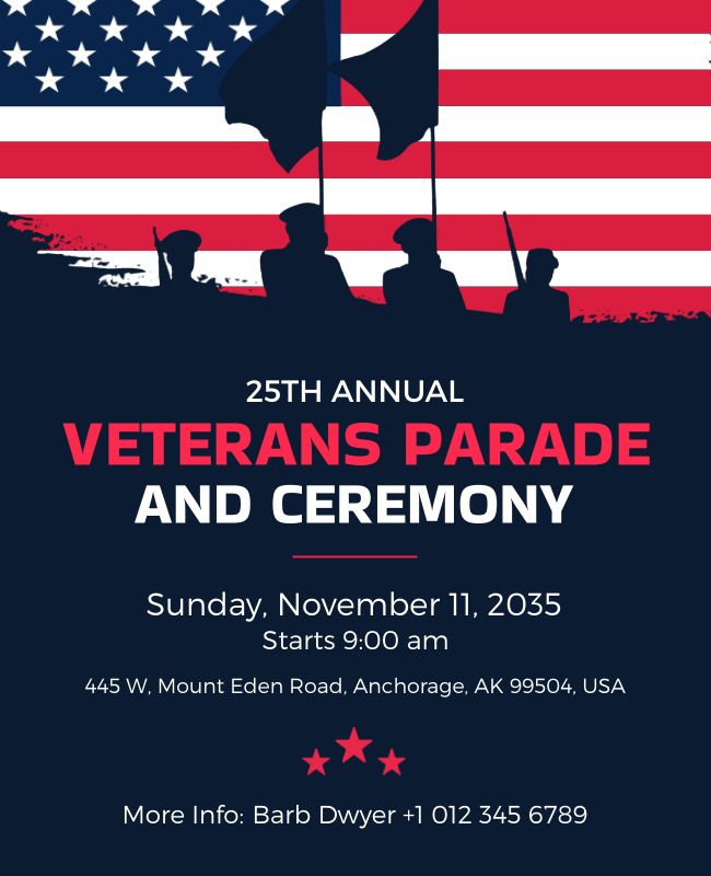 Festive Veterans Day Flyers showcasing a patriotic parade celebration