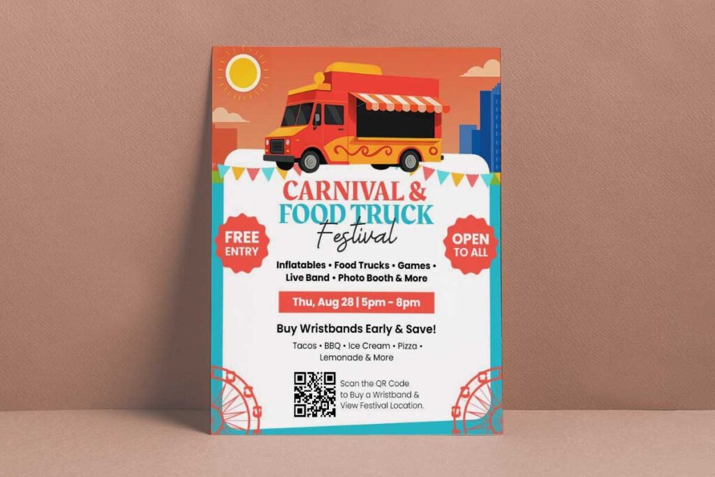 Vibrant Carnival and Food Truck Festival Flyer Template