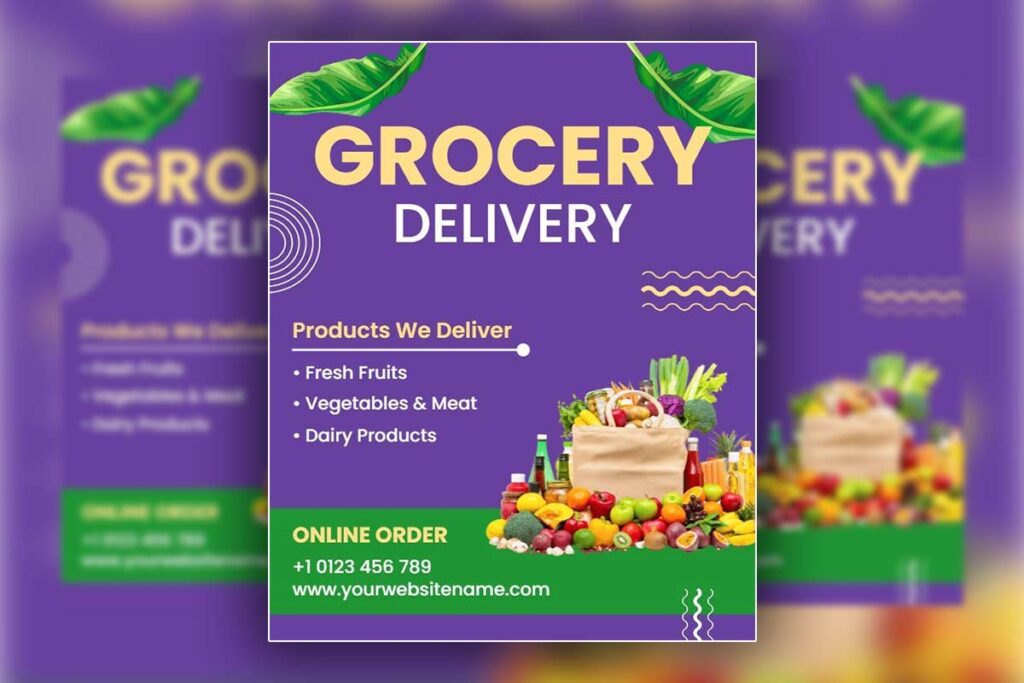 Vibrant Green Grocery Delivery Service Flyer Template