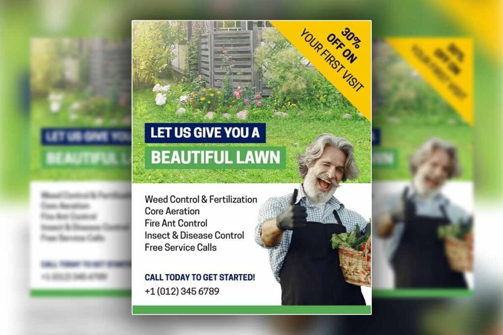 Vibrant Green Lawn Care Services Promotion Flyer Template