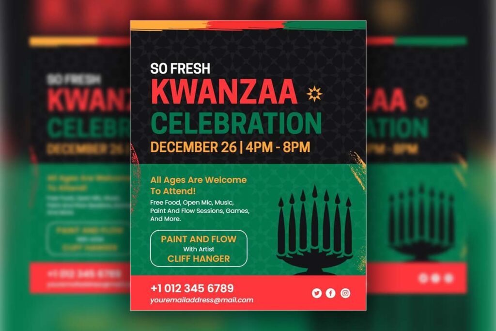 Vibrant Kwanzaa Celebration with Paint and Flow Flyer Template