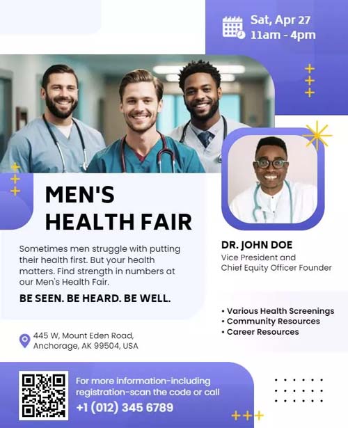 Vibrant Flyer Raising Awareness About Men's Health Issues And Wellness