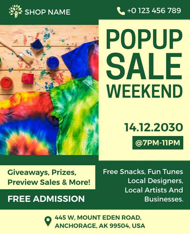 Vibrant Pop-Up Sale Weekend Event Flyer Template