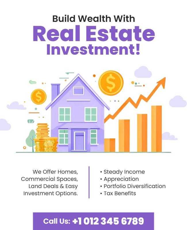 Vibrant Purple Real Estate Investment Opportunity Flyer Template