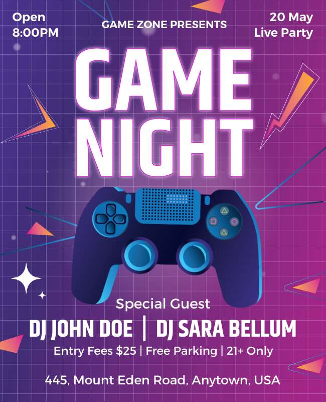 Video Game Night Event Flyer Template