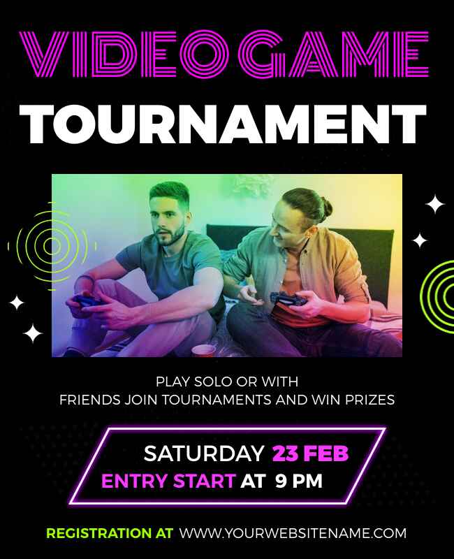 Black Background Video Game Tournament Flyer Template