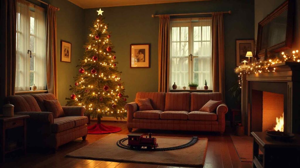 Vintage 1950s Living Room Scene Wallpaper