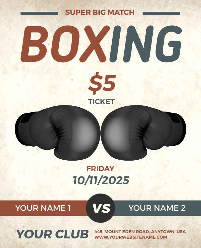 Vintage Theme Boxing Flyer Template