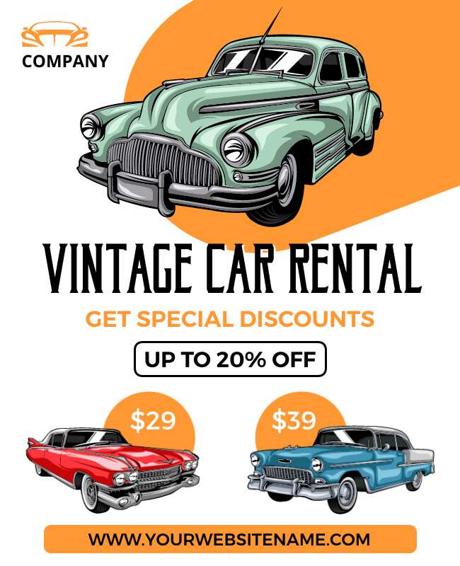 Vintage Car Rental Flyer Template