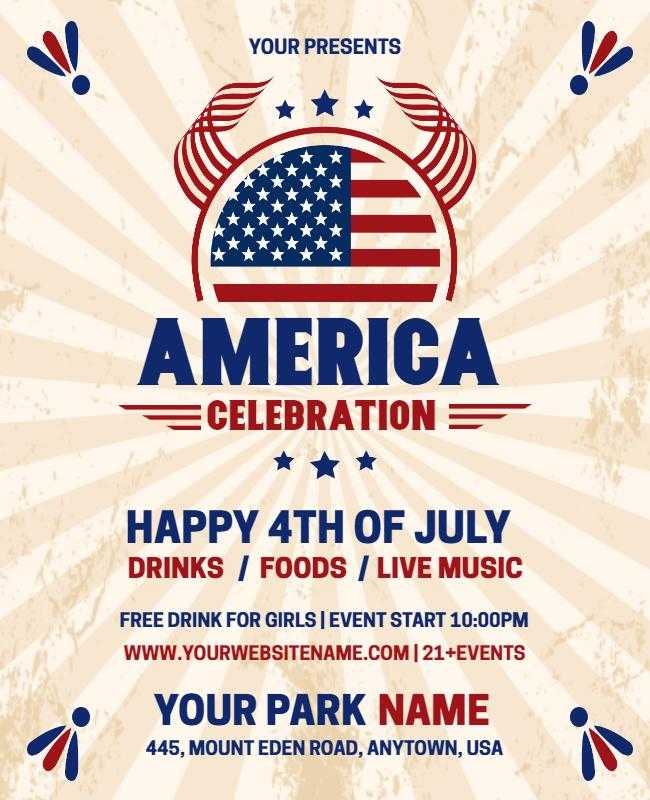 Vintage Fourth of July poster template