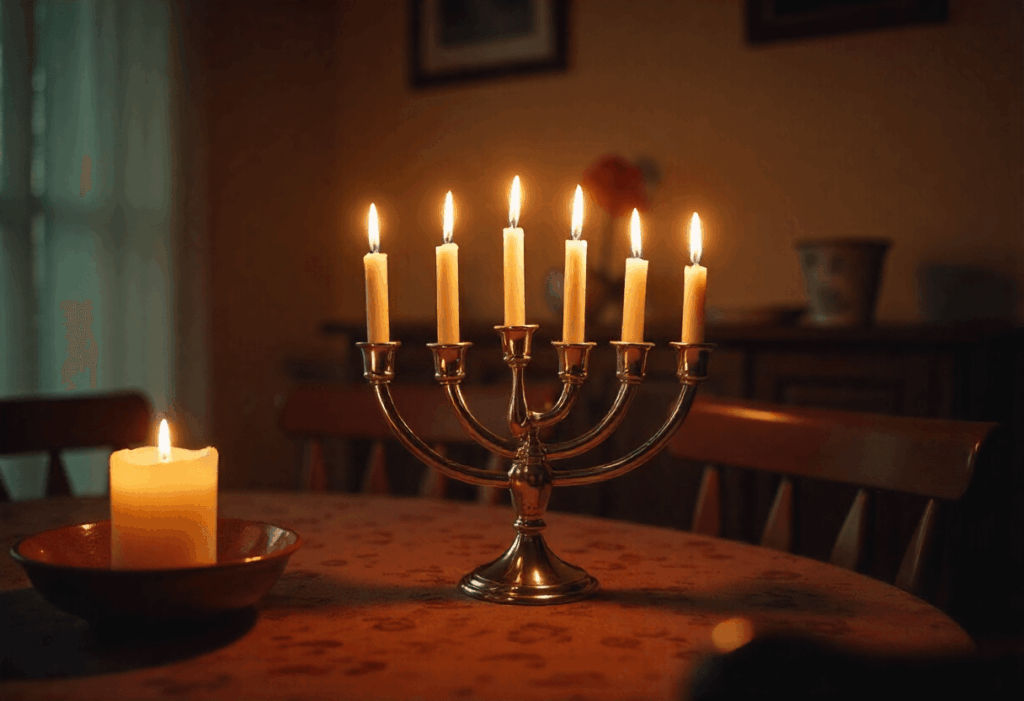 vintage hanukkah celebration scene