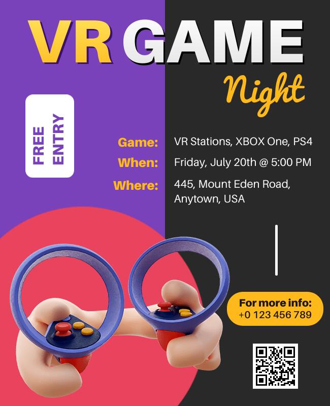 Virtual Reality Game Night Event Flyer Template