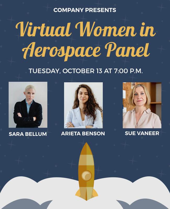 Virtual Women in Aerospace Panel Flyer Template