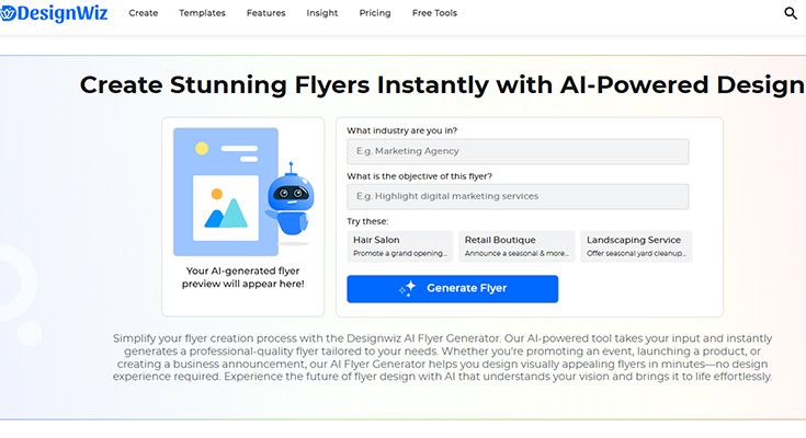 Visit DesignWiz AI Flyer Generator