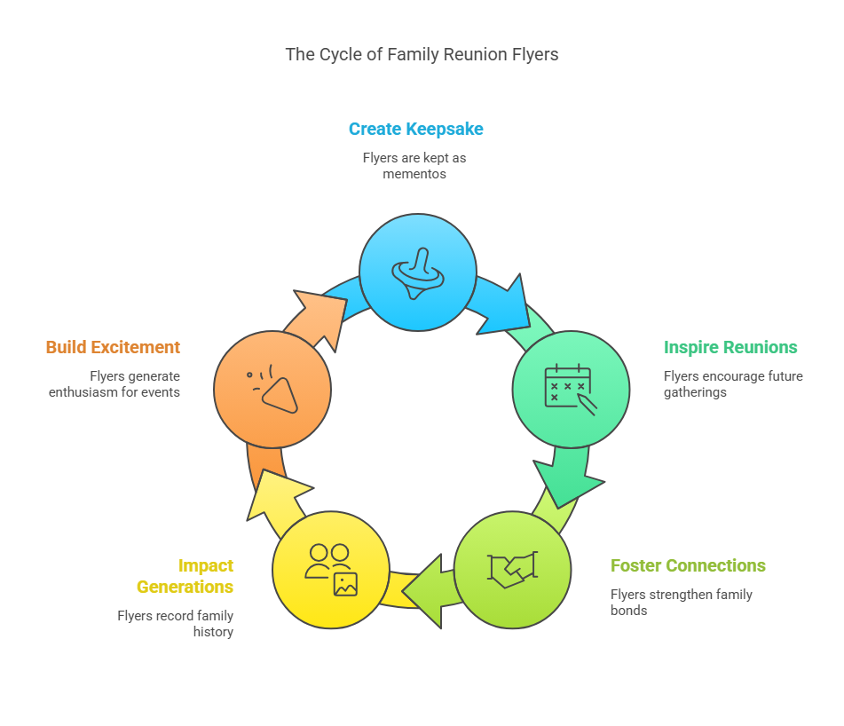 Flyer promoting a family reunion, fostering connections, and creating lasting memories for future generations