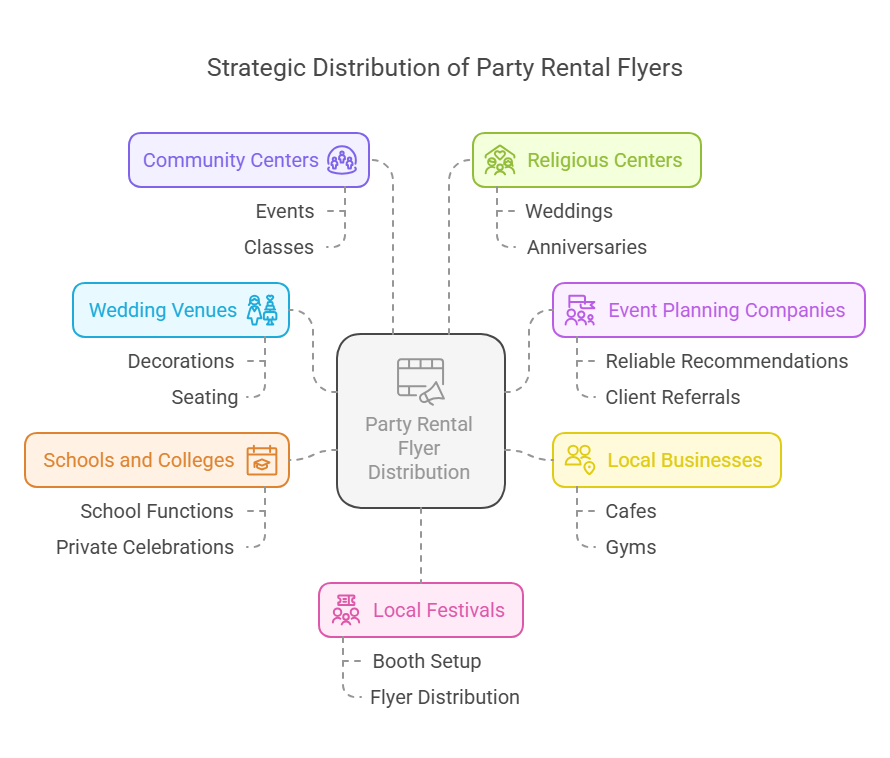 Best locations to distribute party rental flyers for maximum visibility and engagement