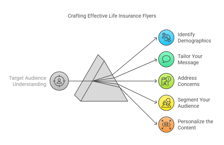 Life insurance flyer targeting specific demographics with personalized messaging and coverage details.