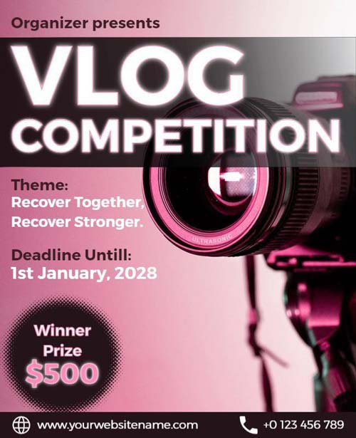 Vlog Competition Flyer Featuring Modern Design and Engaging Visuals