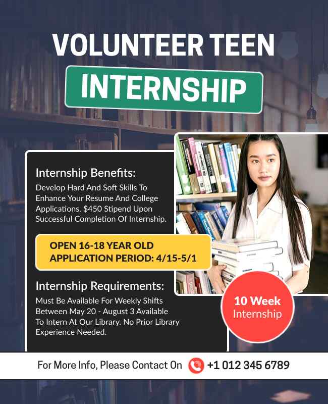 Volunteer Teen Internship Flyer Template