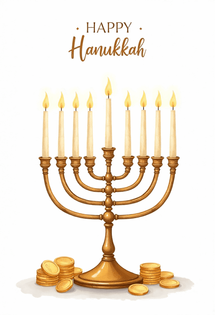 watercolor hanukkah card